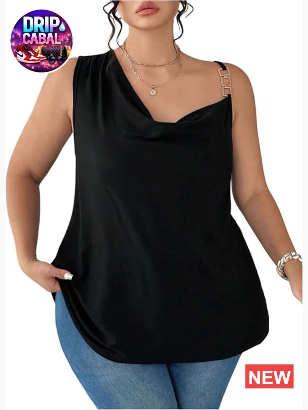 Plus Size Drape Neck Tank Top Sleeveless Tunic Summer Outfits